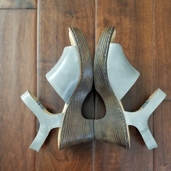 BØRN "Canna" Grey Leather Platform Sandal - Size 7 - Picture 2 of 9